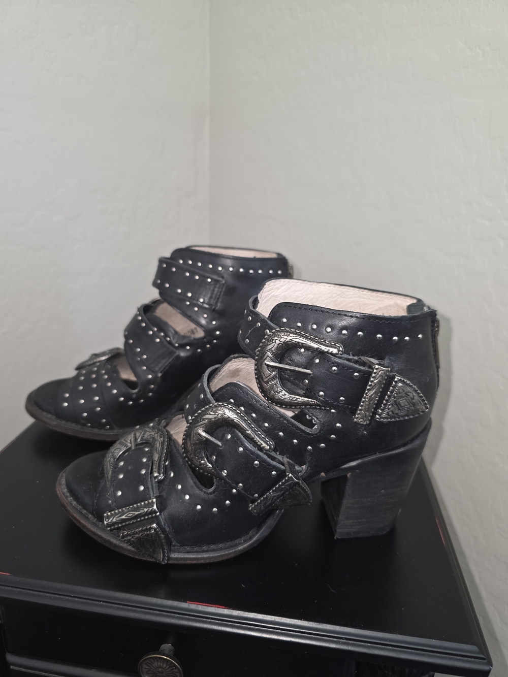 Freebird by Steven Black Studded Buckle Ankle Booties